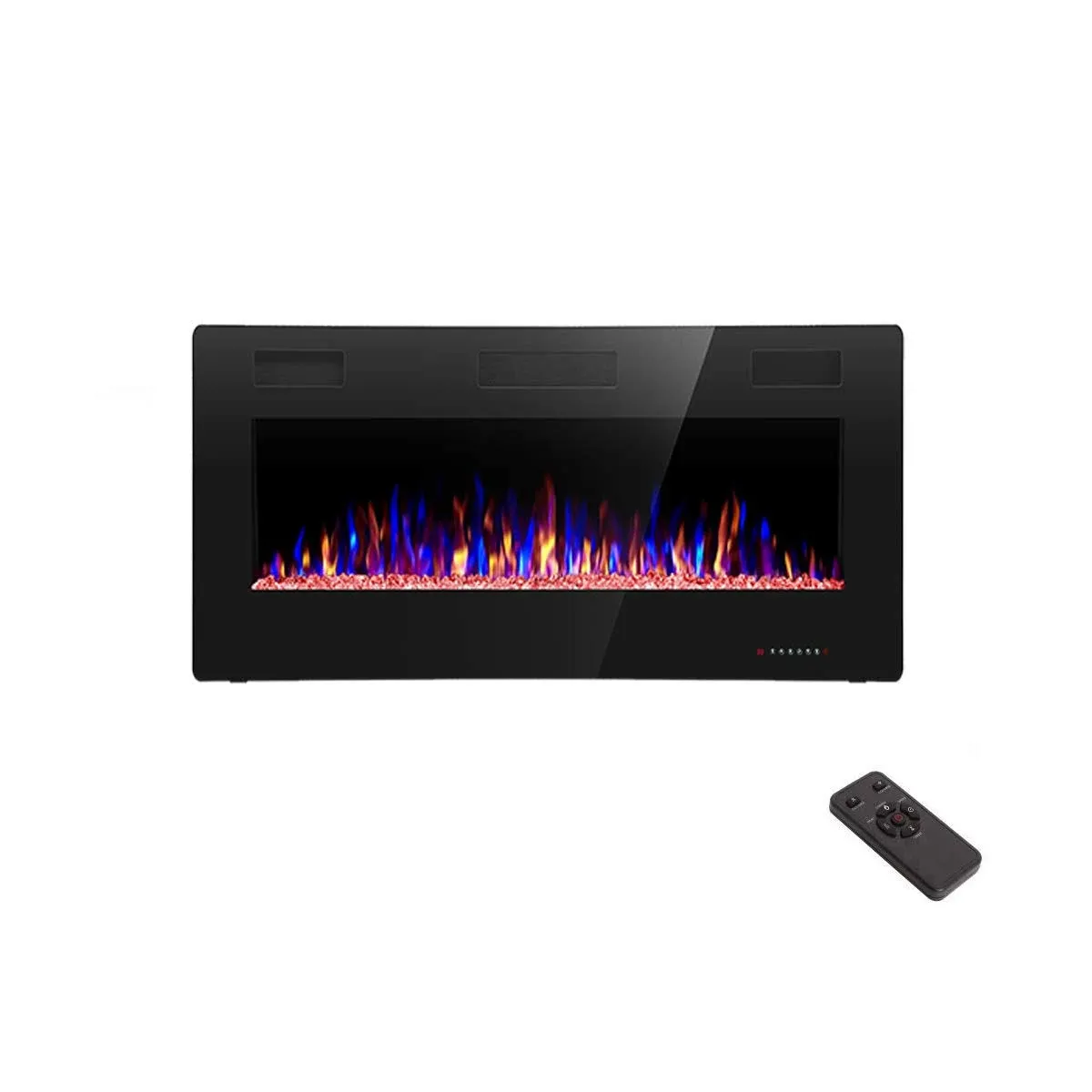 R.W.FLAME 42IN Recessed and Wall Mounted, The Thinnest Fireplace, Low Noise, Fit for 2 x 6 and 2 x 4 Stud, Remote Control with Timer, Touch Screen, Adjustable Flame Color and Speed