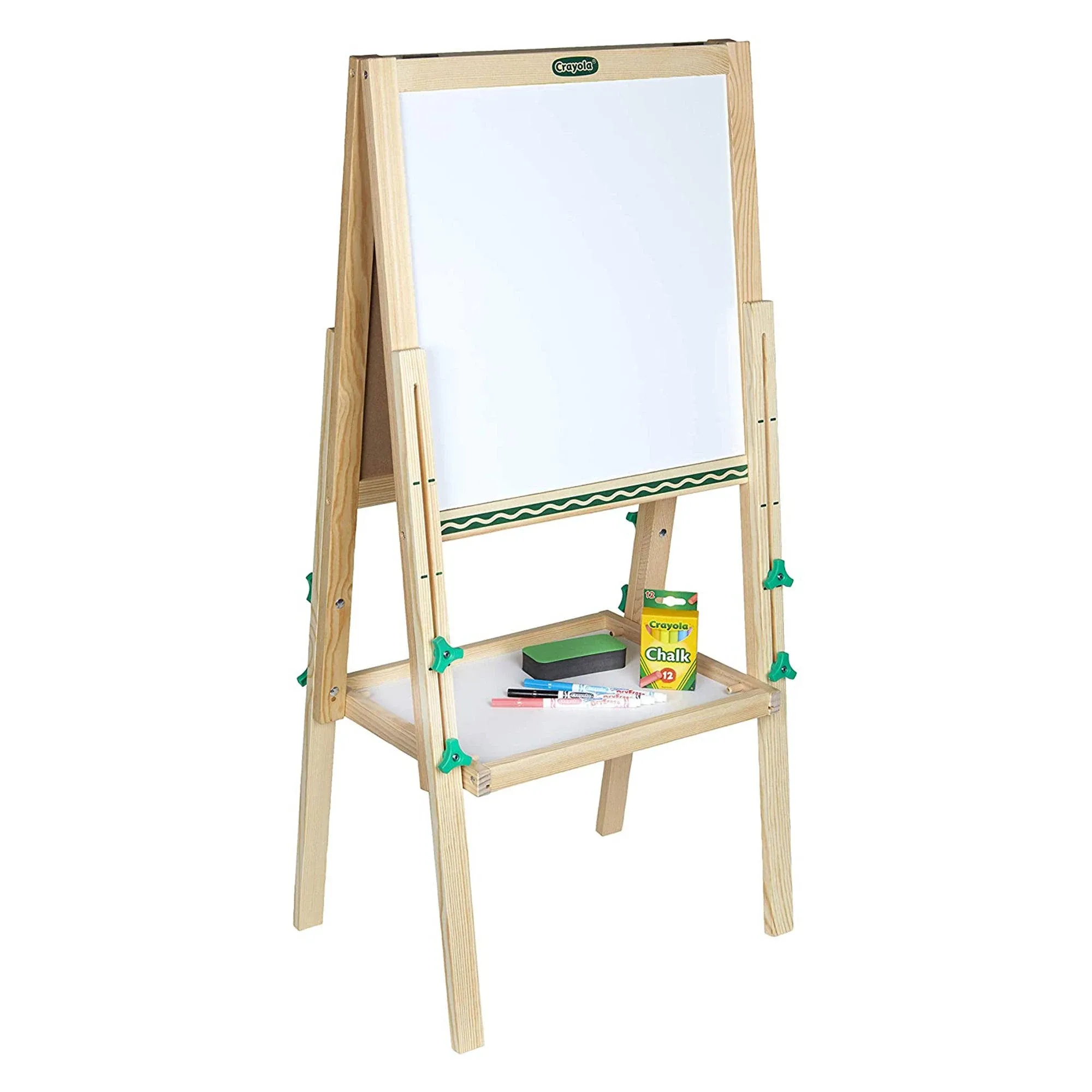 Crayola Kids Mini Dual Sided Wooden Art Easel w/ Chalkboard &amp; Dry Erase Supplies