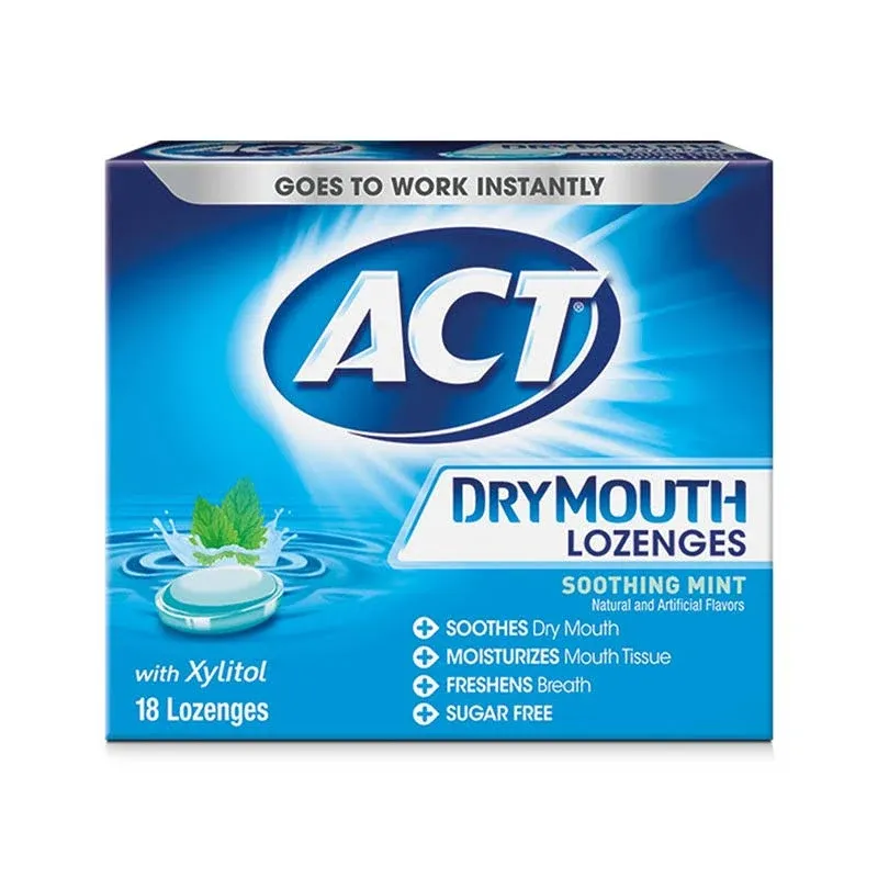 Dry Mouth Lozenges With Xylitol 18 Count (Pack of 6) Soothing Mint