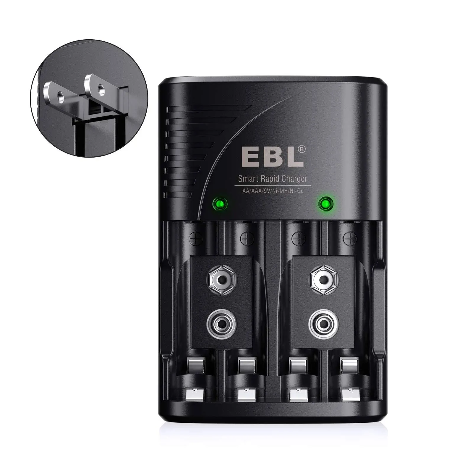 EBL Battery Charger for AA AAA 9V Ni-MH Ni-CD Rechargeable Batteries 3 in 1