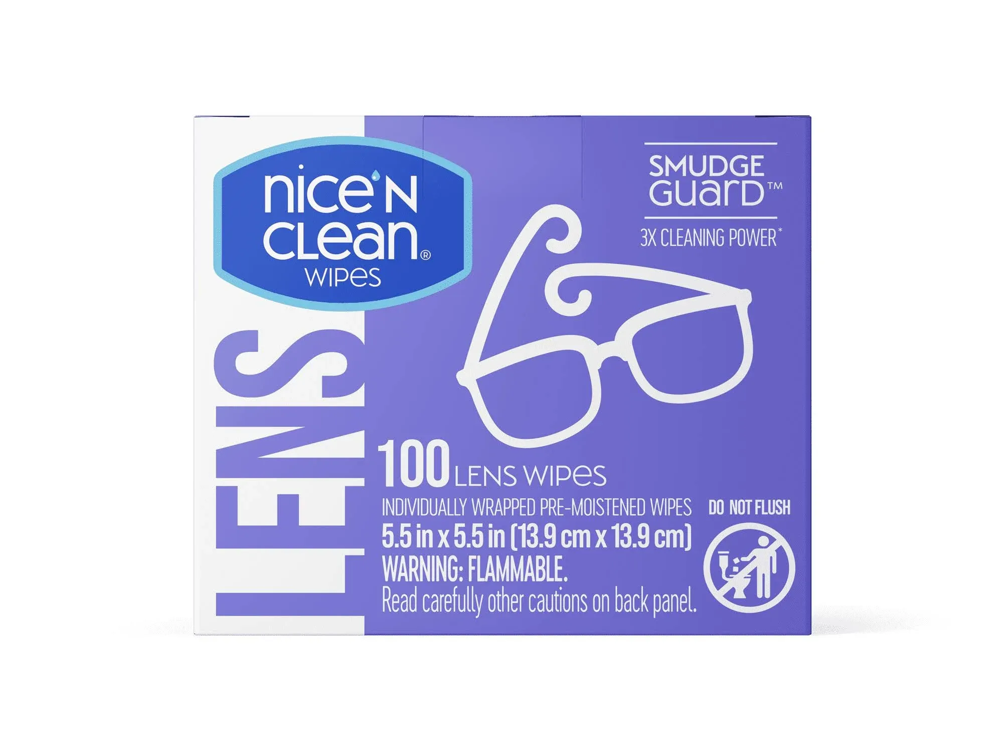 Nice N CLEAN SmudgeGuard Eyeglass Cleaner, Lens Wipes (100)