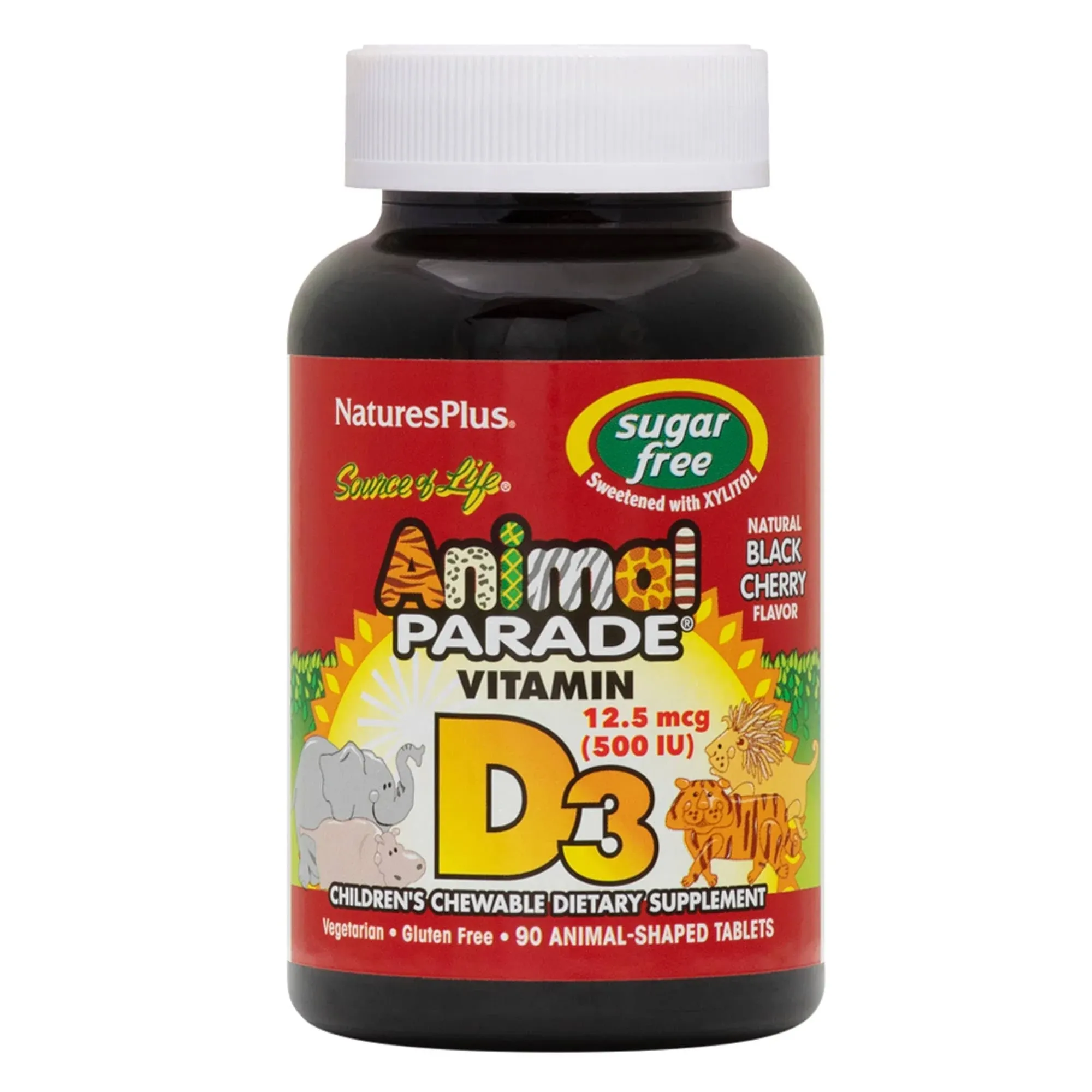 Nature's Plus Animal Parade Vitamin D3 - Black Cherry - 500 IU - 90 Chewable Tablets