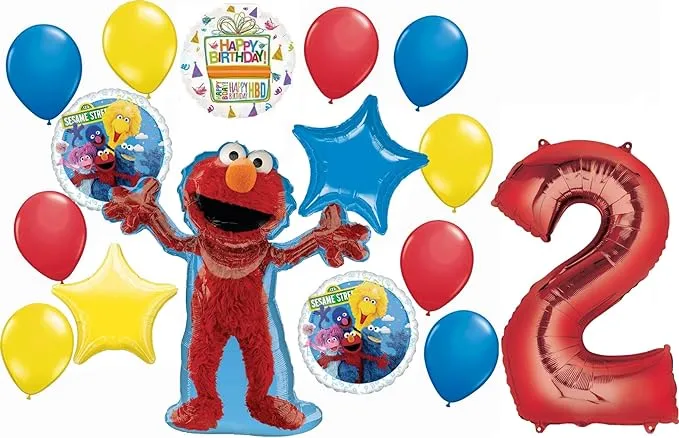 Elmo and Friends 2nd Birthday Party Supplies Balloon Bouquet Decorations