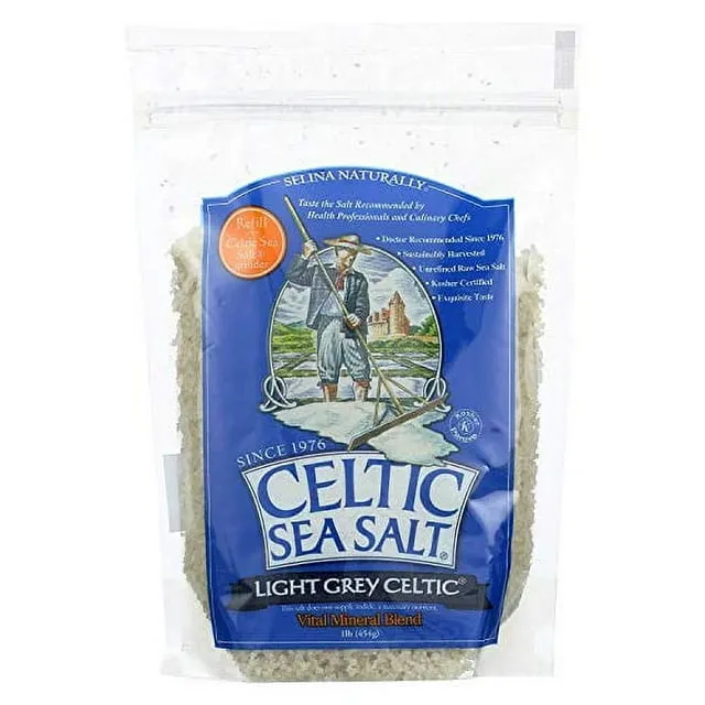 Celtic Sea Salt Light Grey Coarse Sea Salt, 16 oz Bag