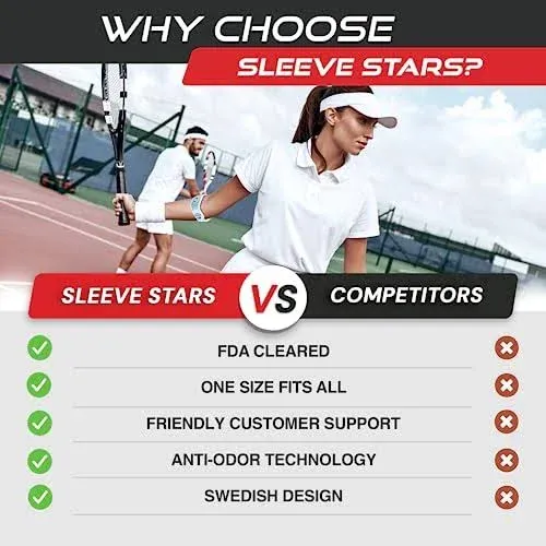 Sleeve Stars Tennis Elbow Brace for Men & Women, Tendonitis Elbow Brace & Strap Golfers Elbow Brace Counterforce Band for Tendon Pain Relief & Support for Forearm w/ 3 Straps Fits 9-23" (Single/Black)