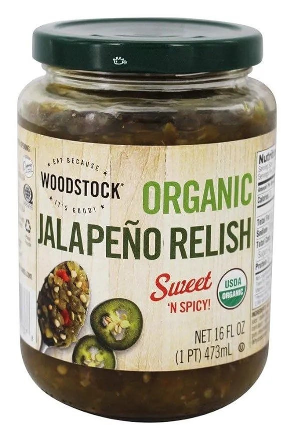 Woodstock Relish, Organic, Jalapeno - 16 fl oz