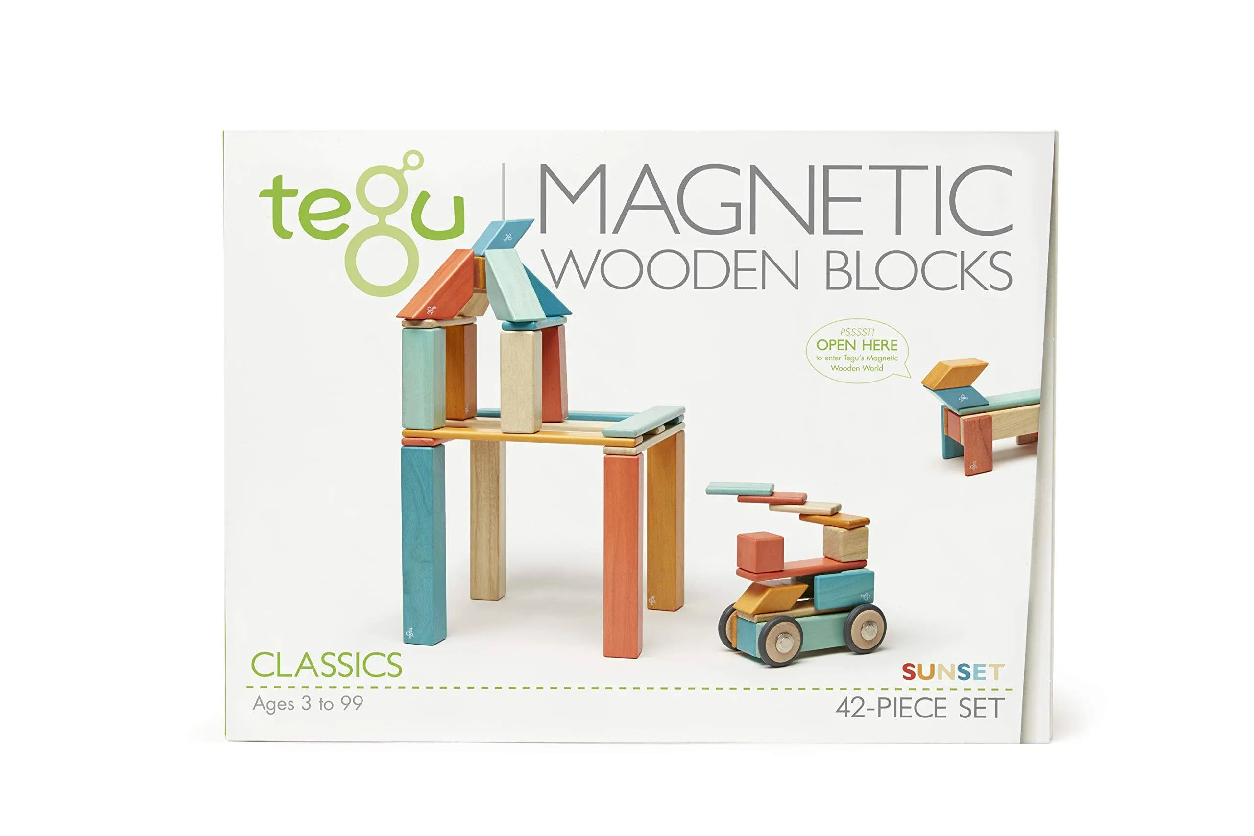 Tegu Magnetic Wooden Block Set, Sunset 14-42 Piece Sets | ANB BABY