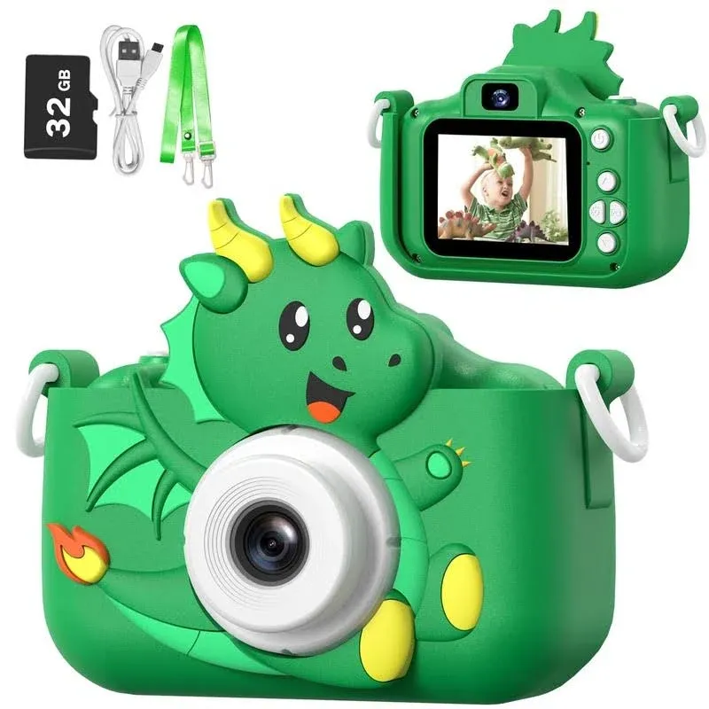 Goopow Dinosaur Kids Selfie Camera Toys for Boys Age 3-9,Children Digital Video ...