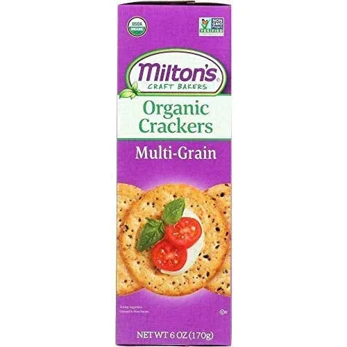 Milton's Craft Bakers Organic Multi-Grain Crackers - Multigrain Crackers, Certified Organic, Non-GMO Project Verified, Healthy Crackers, Savory & Sweet Taste, Great for Charcuterie Boards - 6 Oz