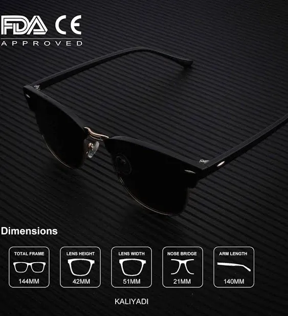 KALIYADI Polarized Semi-Rimless Driving Sun Glasses