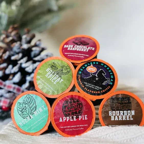 Wake The Hell Up! Holiday Seasonal Variety Pack | Flavored Single Serve Coffee Pods | Ultra-Caffeinated Coffee For K-Cup Compatible Brewers | 48 Count, 2.0 Compatible Pods