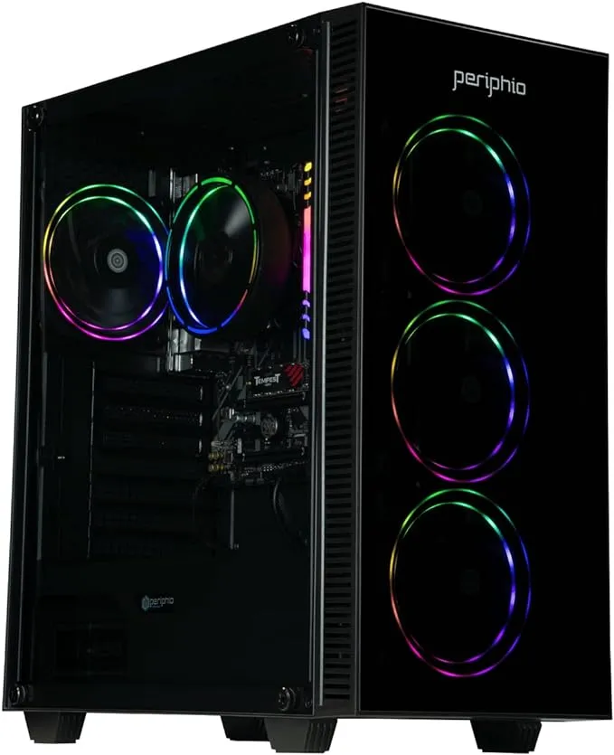 Periphio Warp Prebuilt Gaming PC - AMD Ryzen 5 5600G (4.4GHz Turbo) | Radeon Vega 7 Graphics | 1TB M.2 NVMe SSD | 16GB DDR4 RAM | Windows 11 Gaming Desktop Computer | WiFi + BT