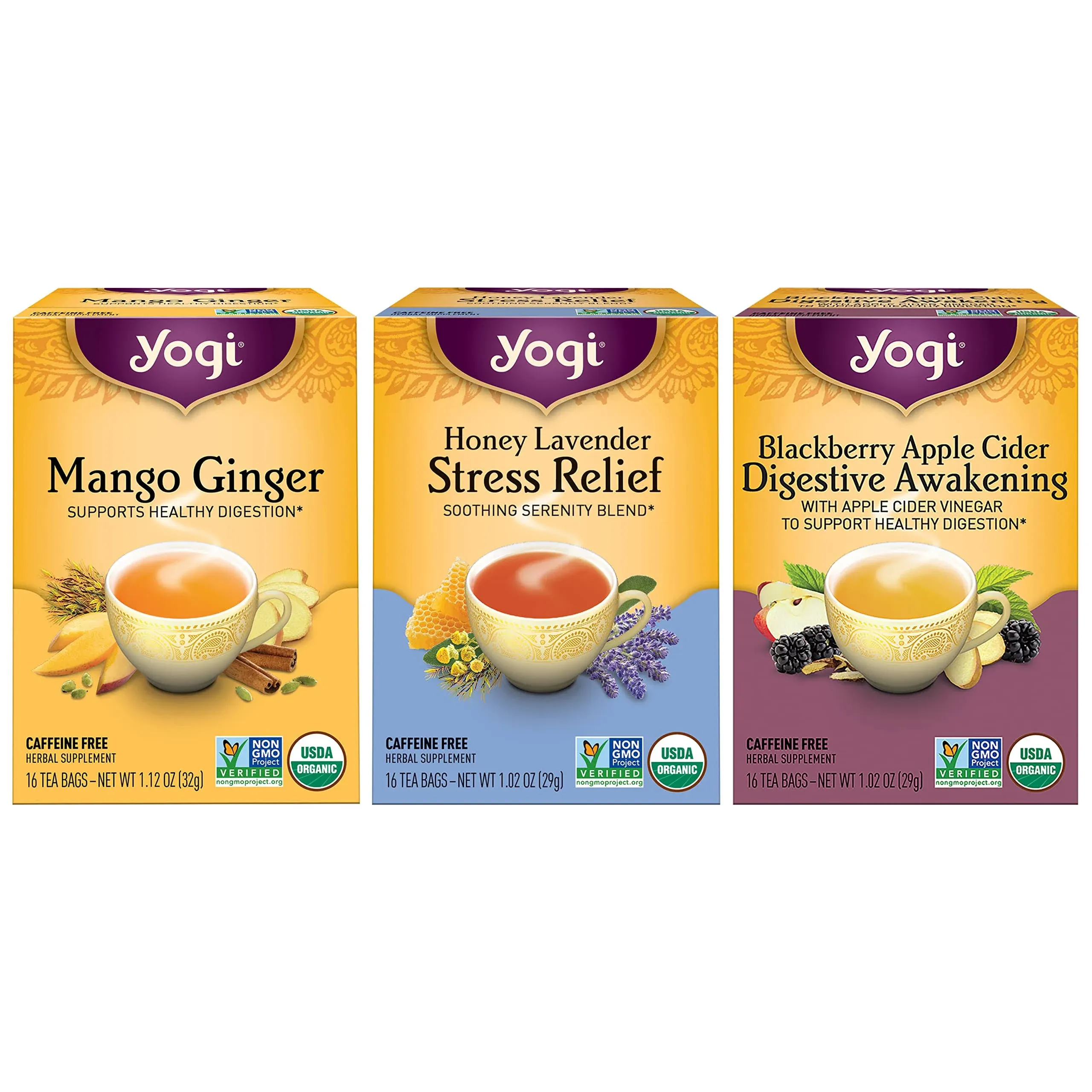 Yogi Tea - Iced Tea Variety Pack Sampler (3 Pack) - 48 Organic Herbal Tea Bags