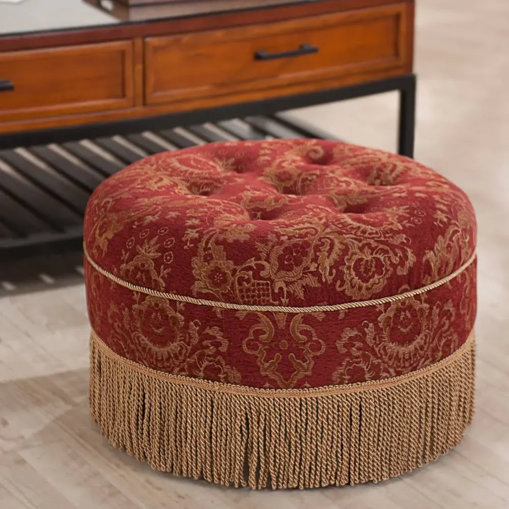 Jennifer Taylor Home Yolanda Round Upholstered Accent Ottoman