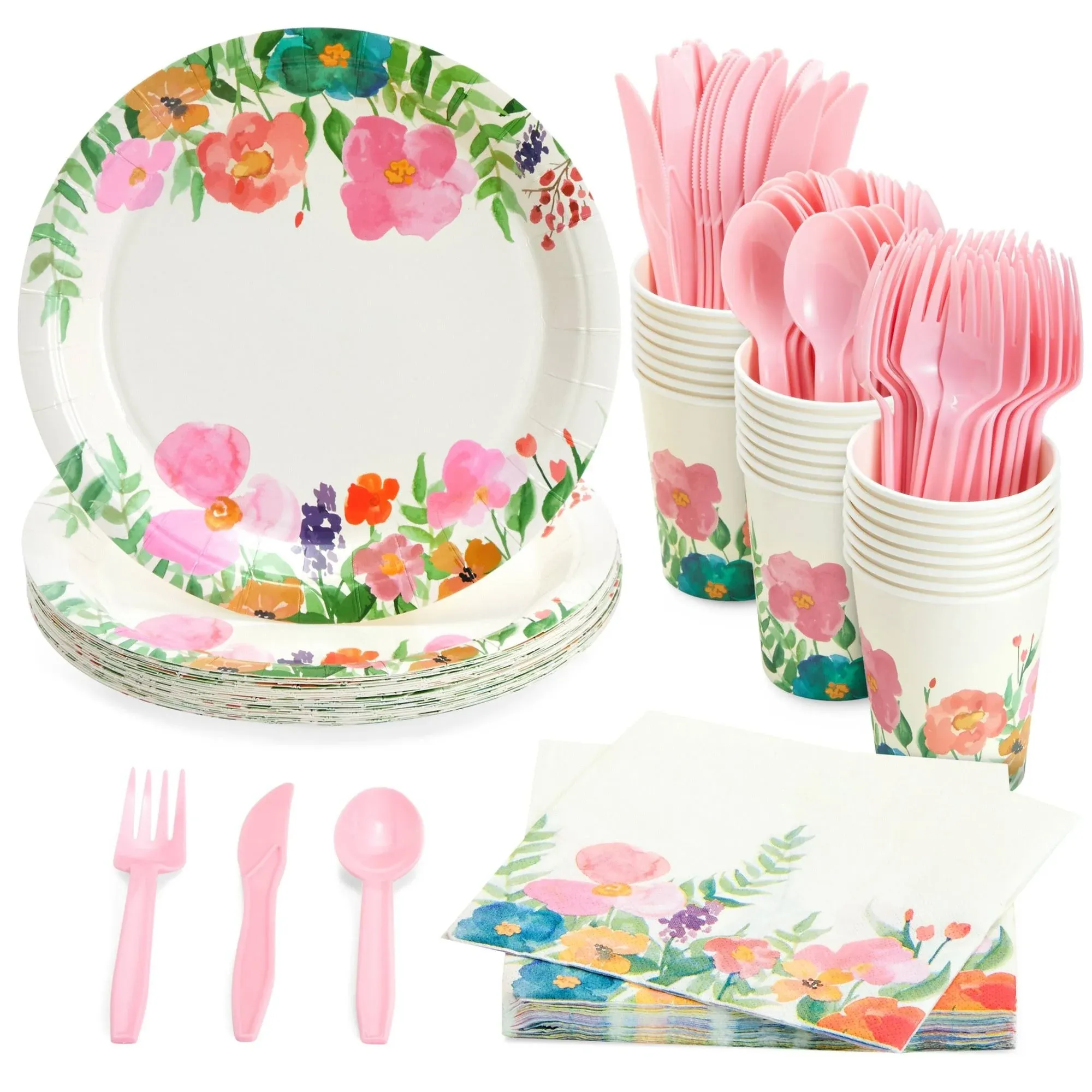 Juvale 144 Piece Watercolor Flower Tea Party Supplies