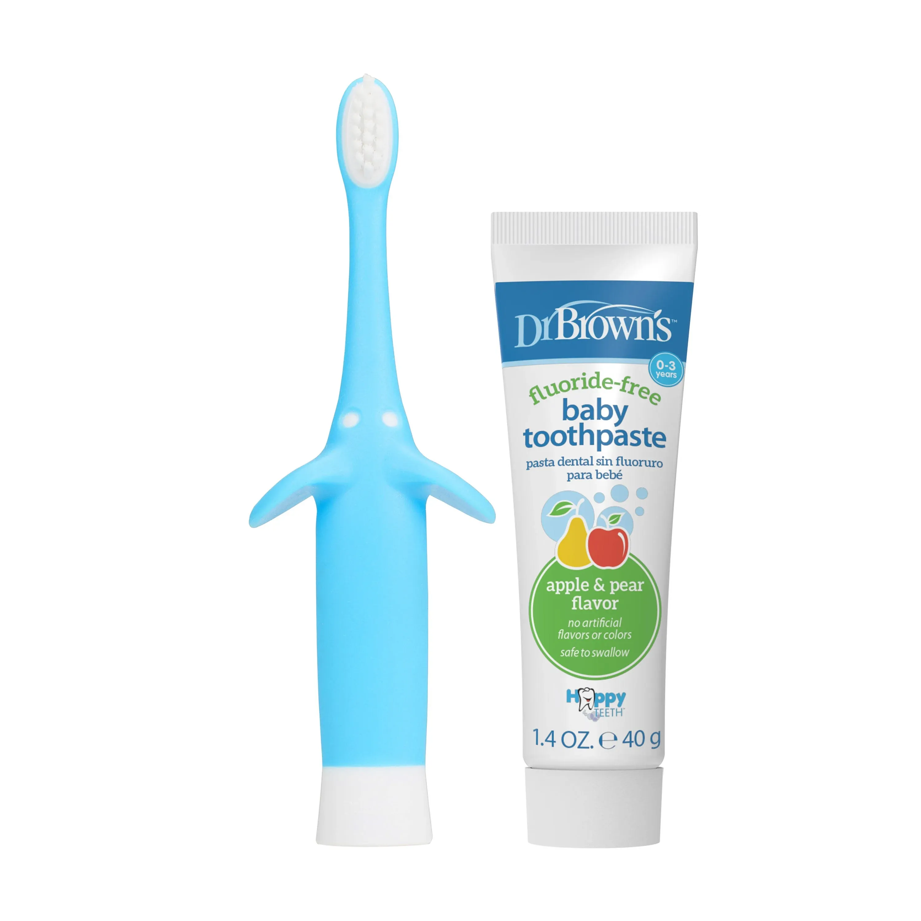 Dr. Brown's Infant-to-Toddler Toothbrush & Toothpaste Set, Blue