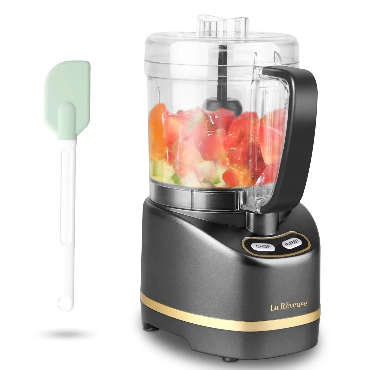 La Reveuse Electric Mini Food Processor with 200 Watts 2-Cup Prep Bowl for Mincing Chopping grinding blending pureeing