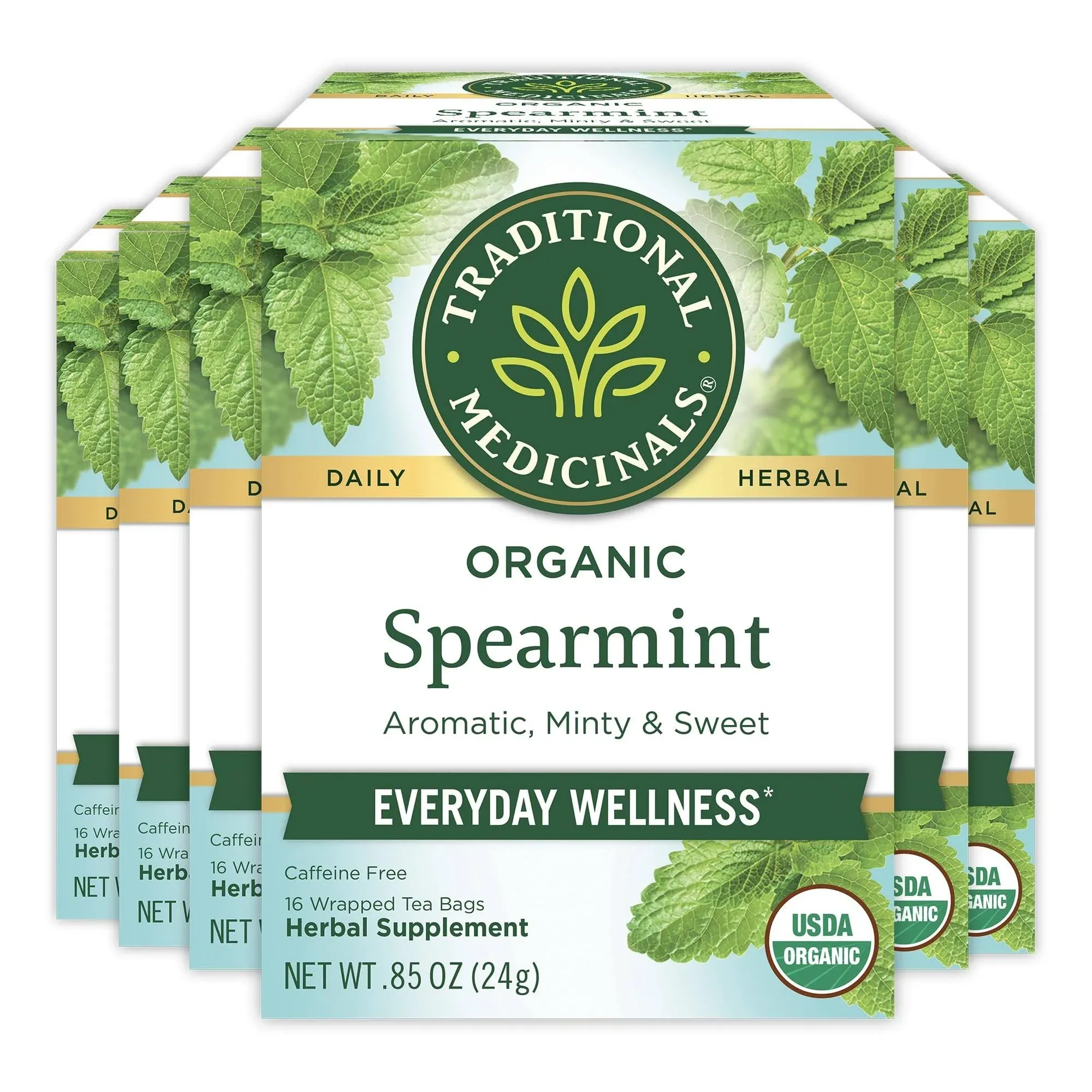 Traditional Medicinals Organic Spearmint Herbal Tea, 16 BG [Pack of 6]