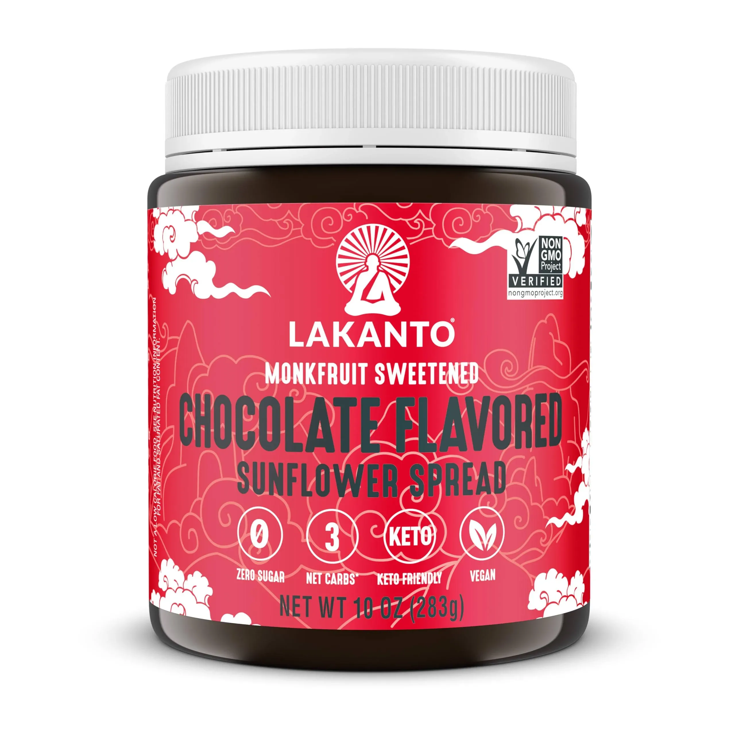 Lakanto Sugar Free Chocolate Sunflower Spread - Monk Fruit Sweetener, Keto Diet Friendly, Vegan, Dutch Cocoa, Chocolate Spread Use for Breakfast, Desserts, Snacks, and More (10 oz)