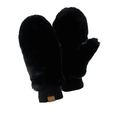 C.C Women&#039;s Faux Wrist Fur Fingerless Sherpa Lined Convertible CC Mittens Gloves