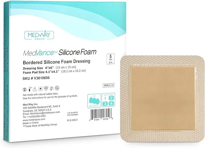 Medvancetm Silicone - Bordered Silicone Adhesive Foam Dressing, Size 3 inchx3 inch, (1.8 inchx1.8 inch Pad), Box of 10, Size: 3 x 3