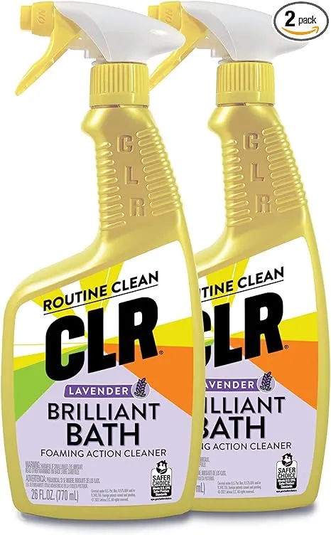 CLR Brilliant Bath Foaming Action Bathroom Cleaner Spray - For Use on Toilets, Baths, Showers, Sinks, Glass, Stainless Steel - Lavender Scent, 26 Ounce Bottle (Pack of 2)