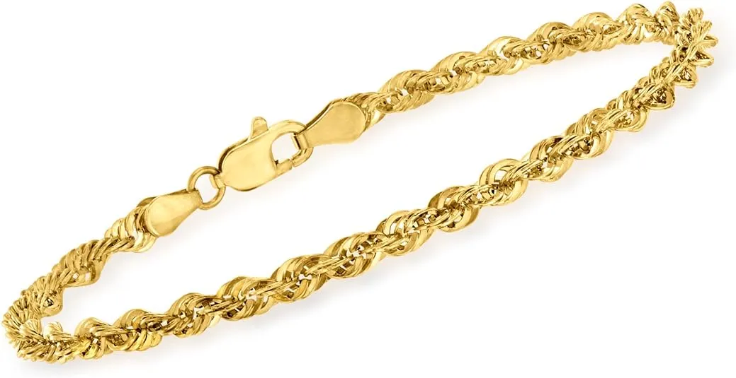 14kt Yellow Gold Rope-Chain Bracelet, 8"