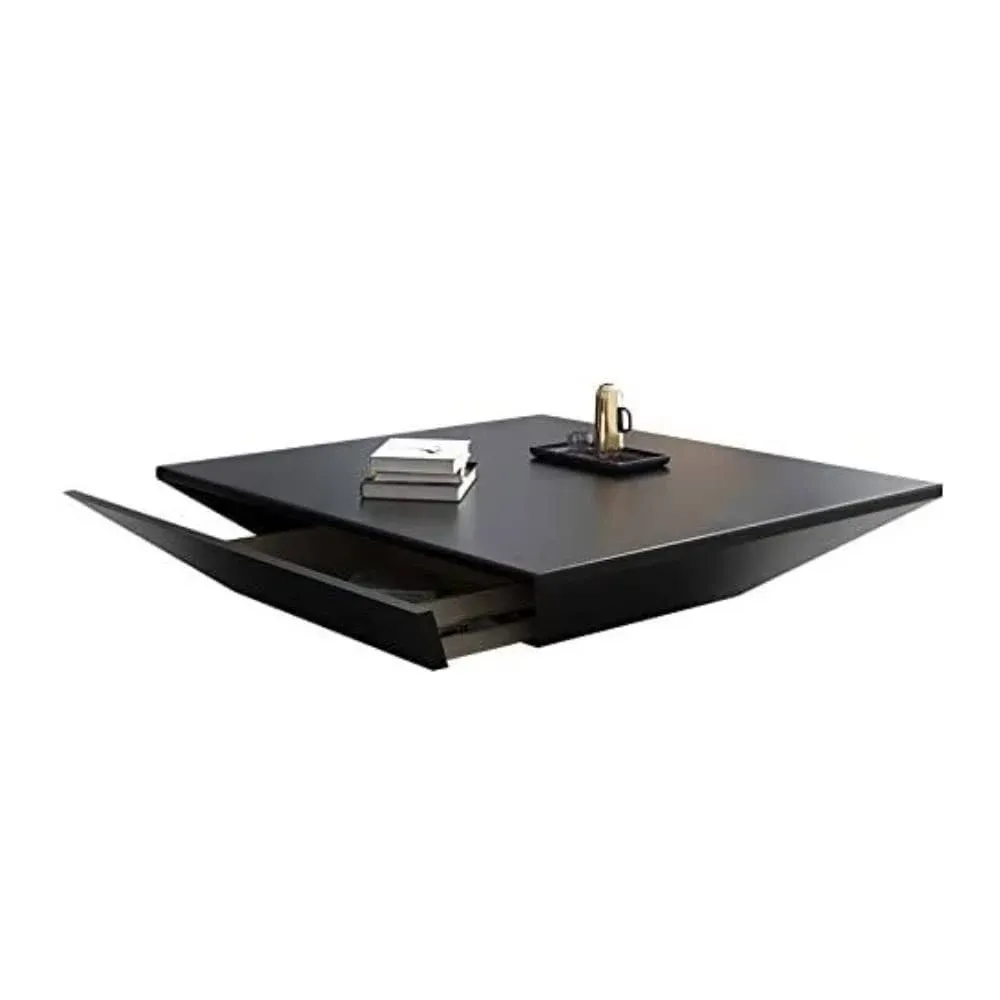 Modern Black Wood Coffee Table with Storage Square Drum with Drawer - Transitional - Coffee Tables - by Homary International Limited | Houzz