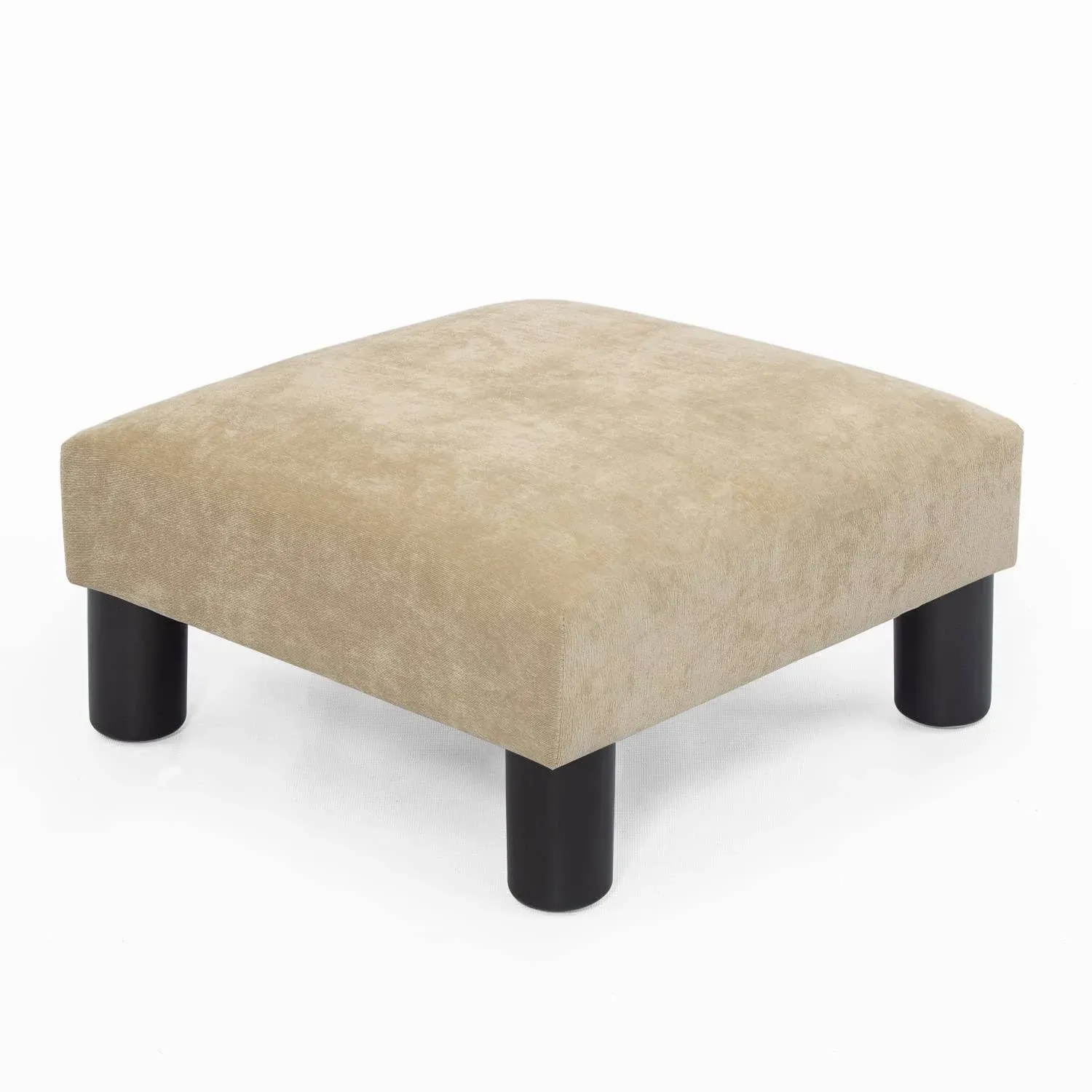  Ottoman Footrest Small Fabric Square Upholstered Footstool for Living Wheat