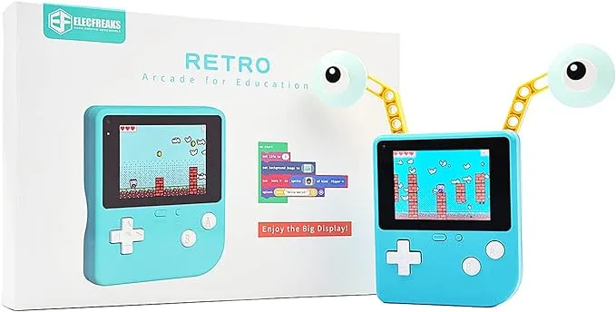 ELECFREAKS Retro Coding Arcade for Microsoft Makecode DIY Programmable Handheld Game Console Suitable for STEM Education, Kid Game Programming Learning Machine Supports Block Programming and Python