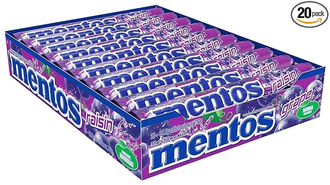 Mentos Grape Flavor 20 Rolls X 37.5g/1.3oz