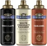 Ghirardelli Squeeze Bottles Caramel Chocolate & White Chocolate