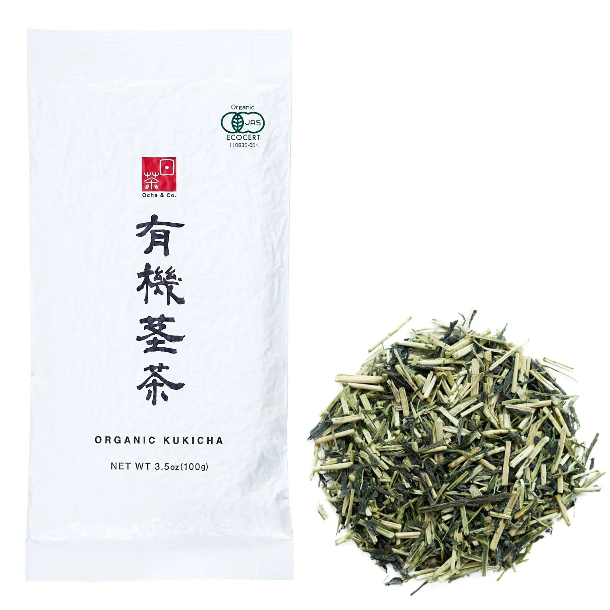 Ocha & Co. Organic Kukicha Twig Tea - Organic Green Tea from Stems & Leaf - Loose Leaf Japanese Green Tea - Nutty, Honey and Citrus Taste Twig Tea,100g/3.5oz