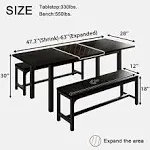 Feonase 63" Extendable Dining Room Table Set for 6, Modern Dining Table with 2 ...