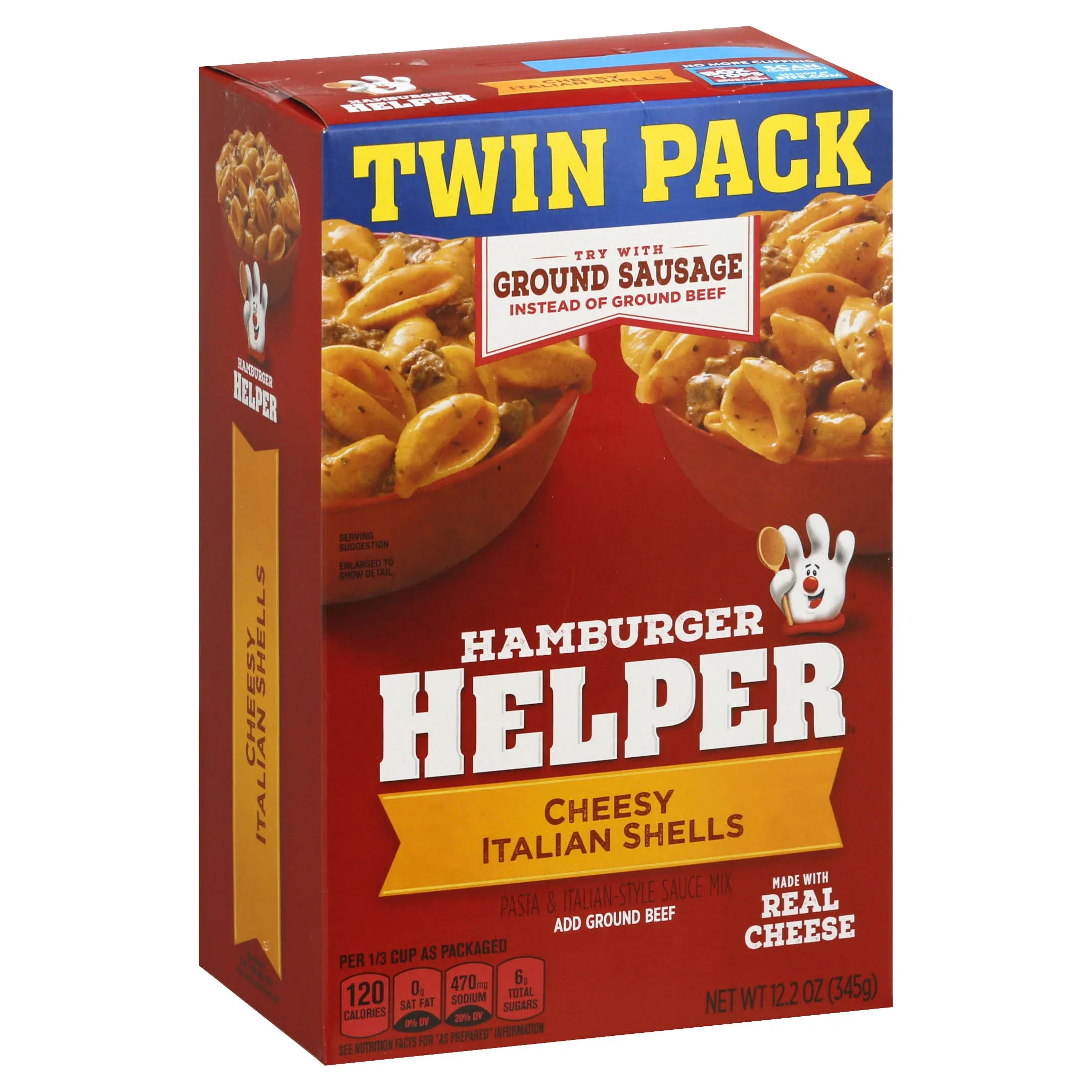 Hamburger Helper Cheesy Italian Shells, Twin Pack - 12.2 oz