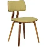 Armen Living Jaguar Mid-Century Dining Chair in Walnut Wood and Fabric