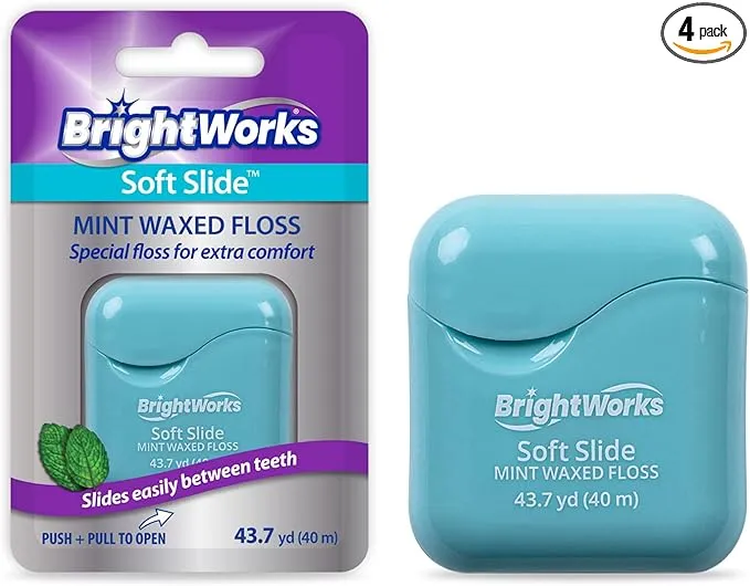 Soft Slide Dental Floss, for Tight Spaces and Extra Comfort, 43.7 Yards (Pack of 4)