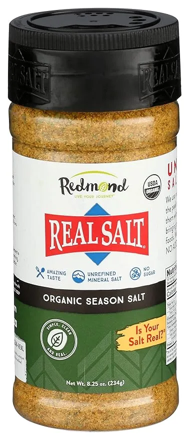 Redmond Real Sea Salt - Natural Unrefined Organic Gluten Free, Seasoning 8 Ounce Shaker