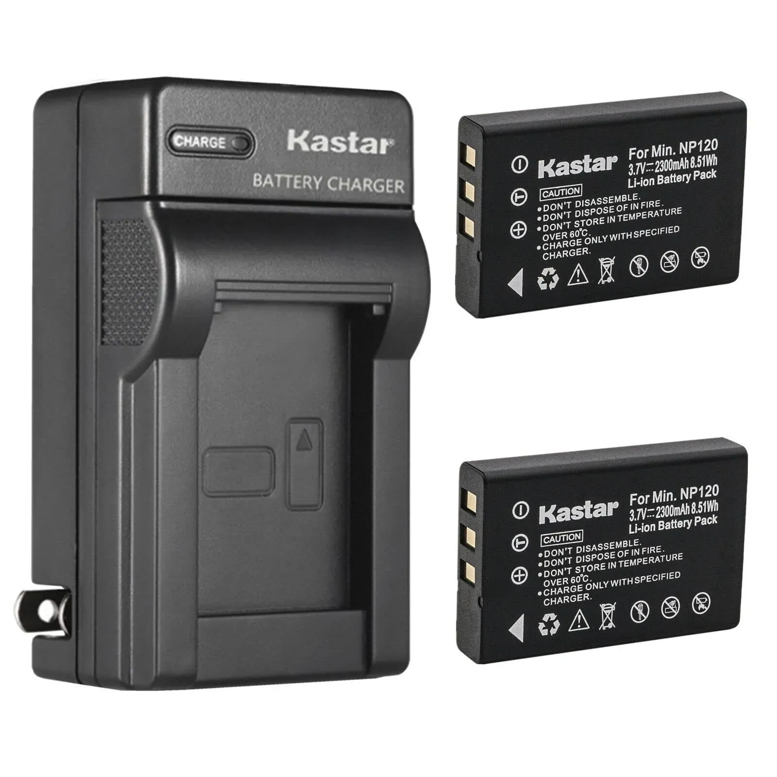 Kastar 2-Pack Battery and AC Wall Charger Replacement for Toshiba Camileo H30, Camileo X100, Minolta MN80NV, Contax TVs Digital Cameras