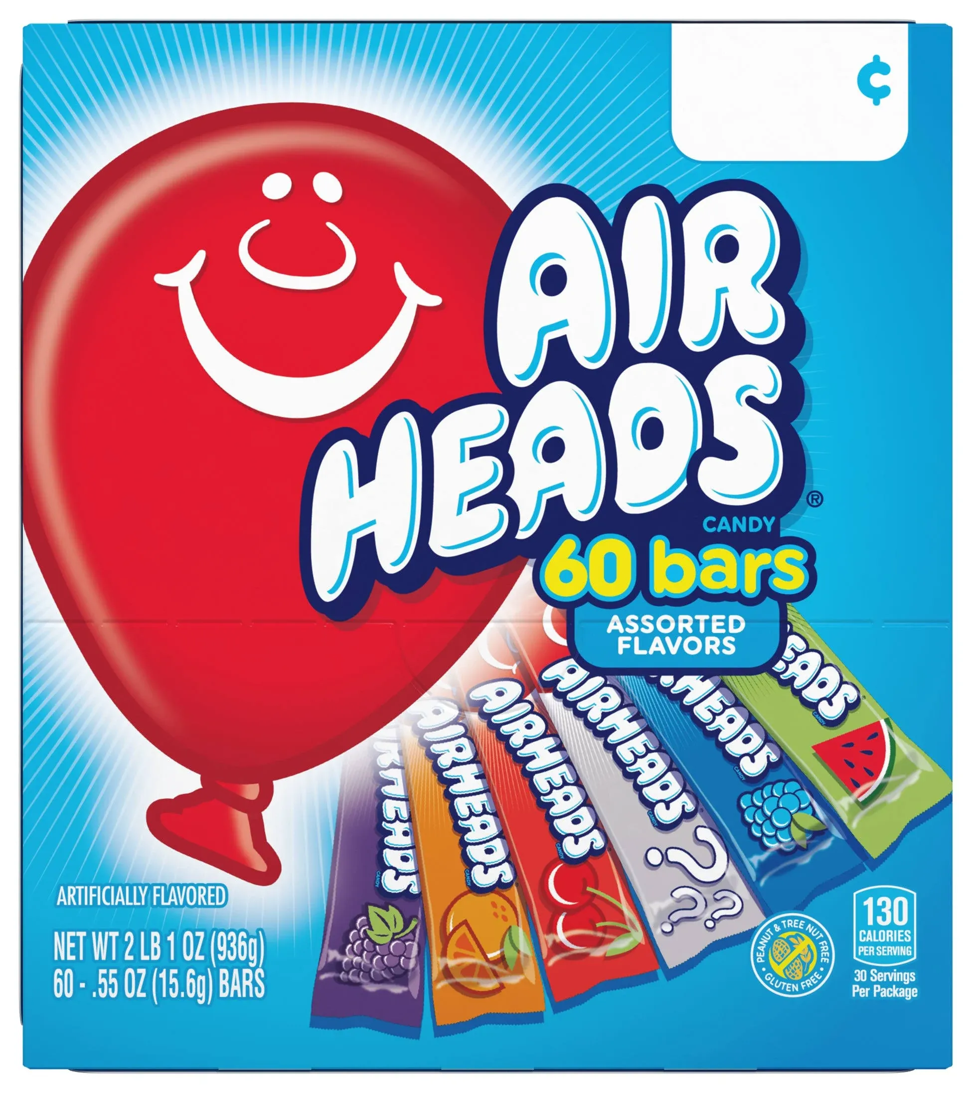 Airheads Candy, Mini Bars, Assorted Flavors, Individually Wrapped, Bulk Box, Non Melting, Party, 25 Pounds