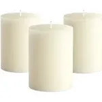 Set of 3 Pillar Candles 3" x 6" Unscented Handpoured Weddings, Home Decoration, Restaurants, Spa, Church Smokeless Cotton Wick - Ivory