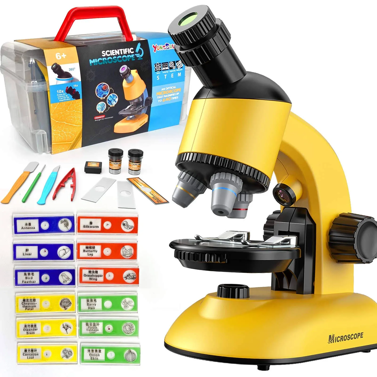 Microscope for Kids, Microscope Kit LED 40X-1200X Magnification Kids Science Toys, Microscope Slides with Specimens for Kids,Students Microscope STEM KitMicroscope for Kids, Microscope Kit LED 40X-1200X Magnification Kids Science Toys, Microscope Slides 