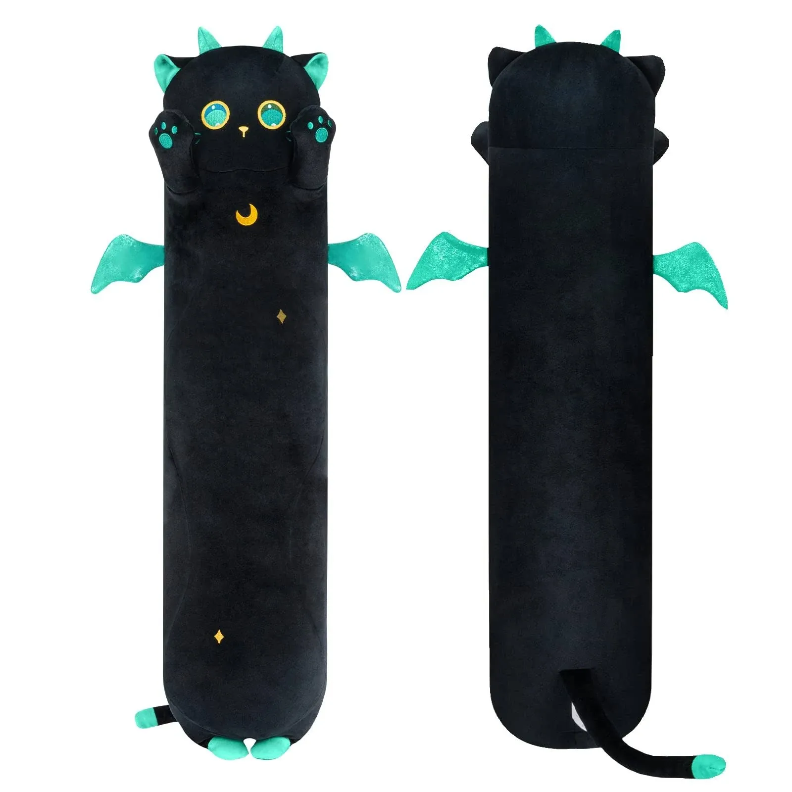 Mewaii Long Cat Plush Kawaii Body Pillow, 53” Cute Black Cat Stuffed Animals Soft Plushies, Big Eyes Kitten Plush Toys Throw Pillow Doll Gift for Girlfriend