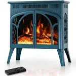 Electactic 24Inch Electric Fireplace Stove, Free-Standing Infrared Fireplace ...