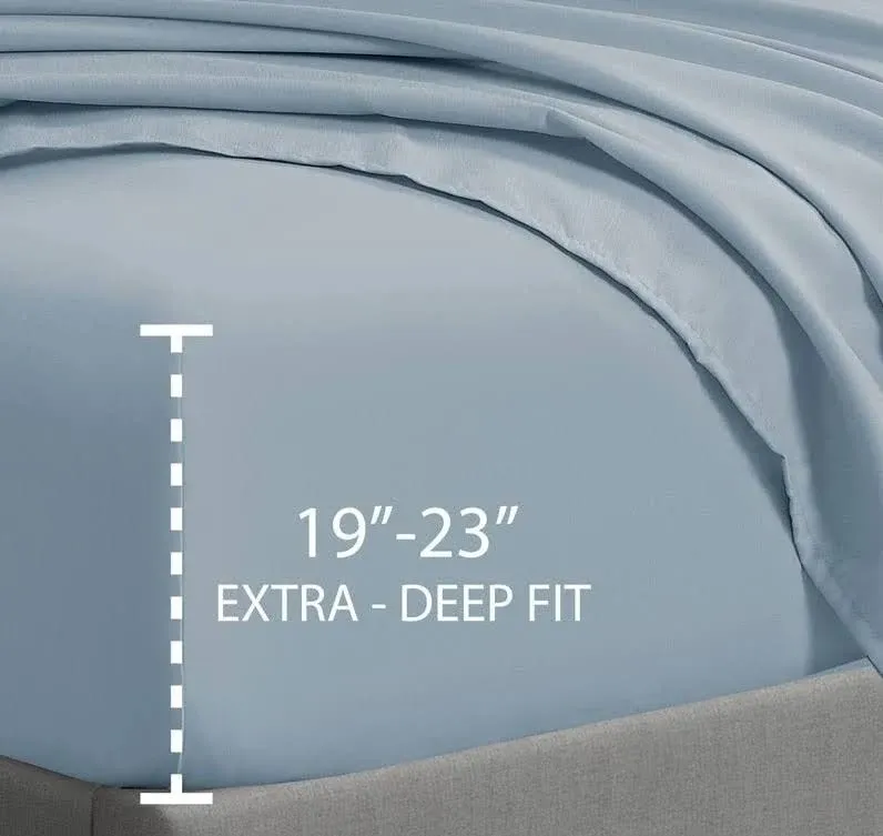 Cathay Home Full Fitted Sheet - Double Brushed Ultra Soft - Wrinkle & Fade Resistant - 21" Extra Deep Pocket Fitted Sheet Only - Good Fit for 19"-23" Deep Mattress (Full, Light Gray)