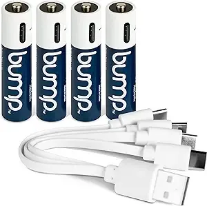 AAA 1.5V Rechargeable Batteries, 4-Pack, Lithium Ion, High Output, Fast USB-C Ch