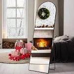 Sweetcrispy Arched Full Length Mirror 64"x21" Full Body Mirror Floor Mirror Standing Hanging or Leaning Wall, Large Arch Wall Mirror with Stand