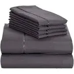 LuxClub 6 PC Queen Sheet Set, Sheets Queen Size, Deep Pockets 18" Eco Friendly Wrinkle Free Cooling Sheets Machine Washable Hotel Bedding Silky Soft - Dark Grey Queen