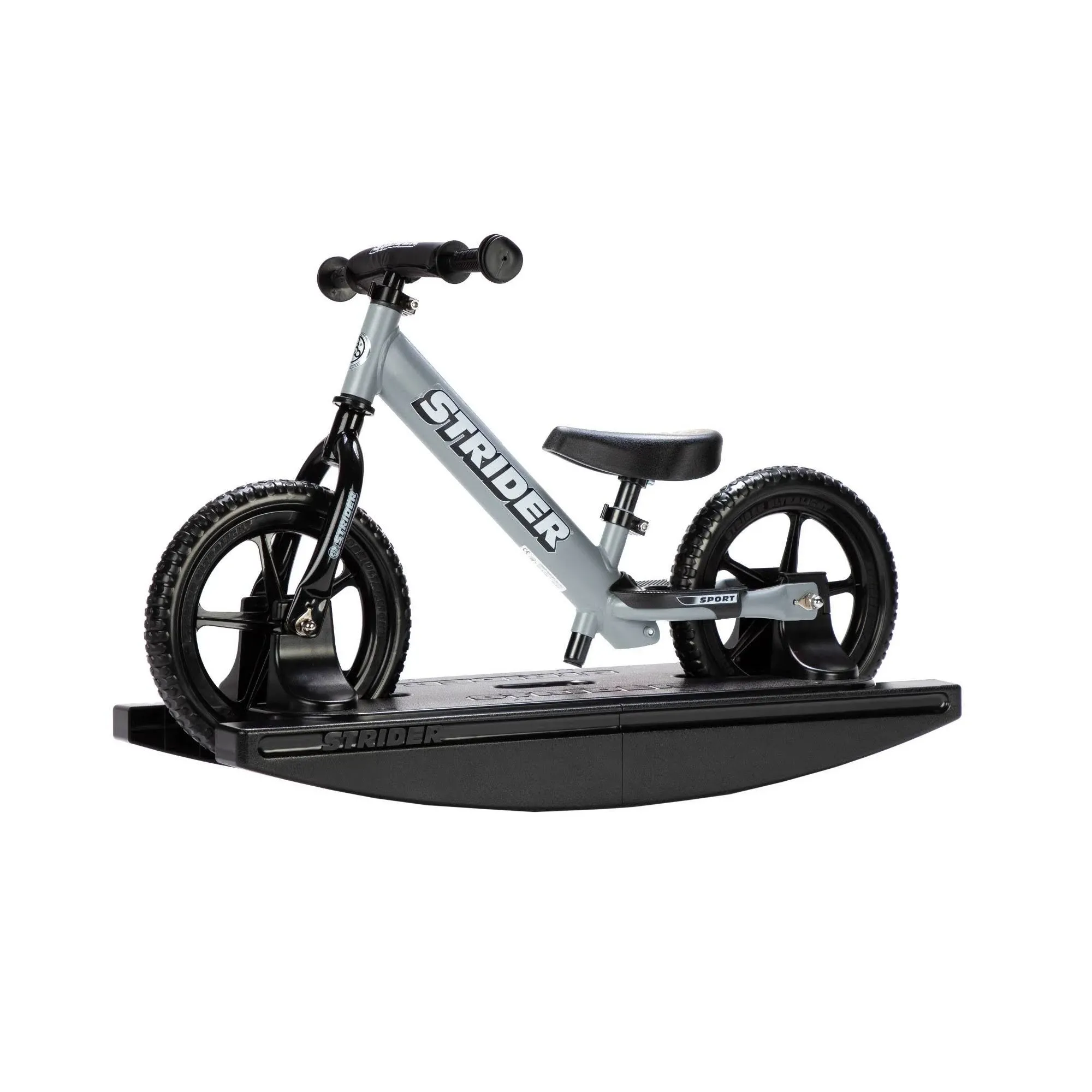 Strider 12" Kids' Sport 2-in-1 Rocking Balance Bike - Black/Matte Gray