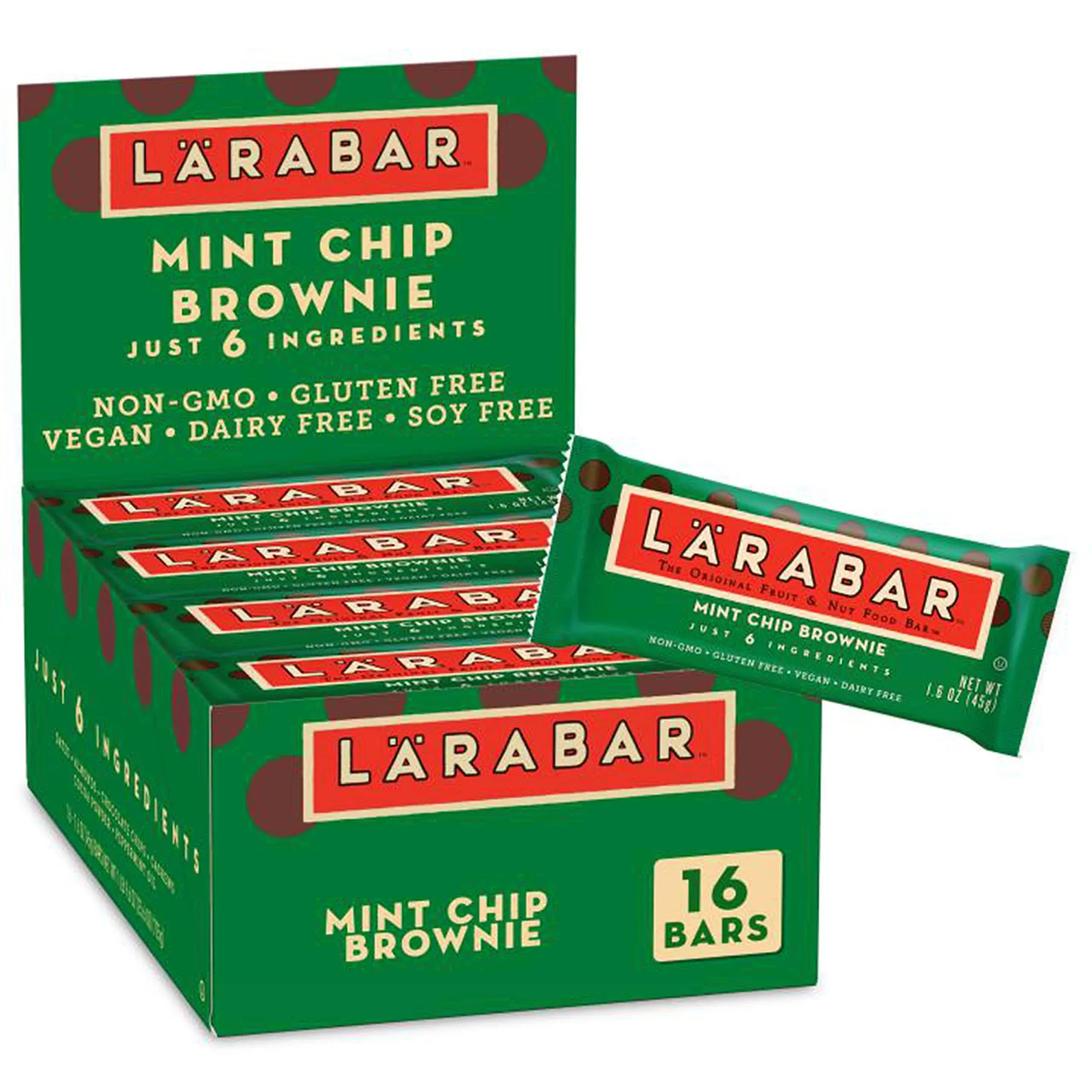 Larabar Fruit & Nut Bar, Mint Chip Brownie - 16 pack, 1.6 oz bars